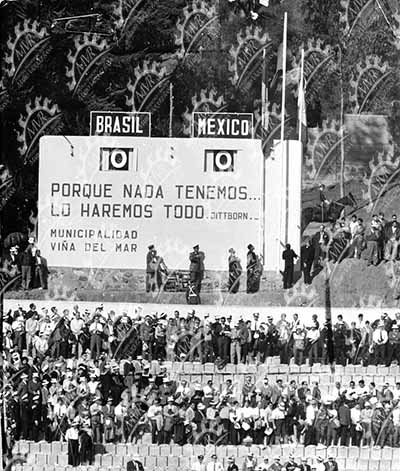 Chile 1962 - Pizarra Brasil - México con leyenda